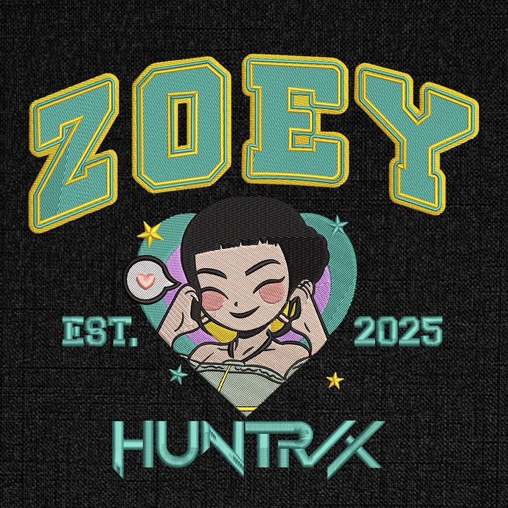 Zoey Huntrix Heart Embroidery Pattern PES DST JEF VP3
