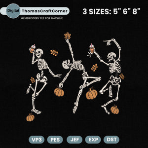 Halloween Skeleton Embroidery Design Spooky Season File
