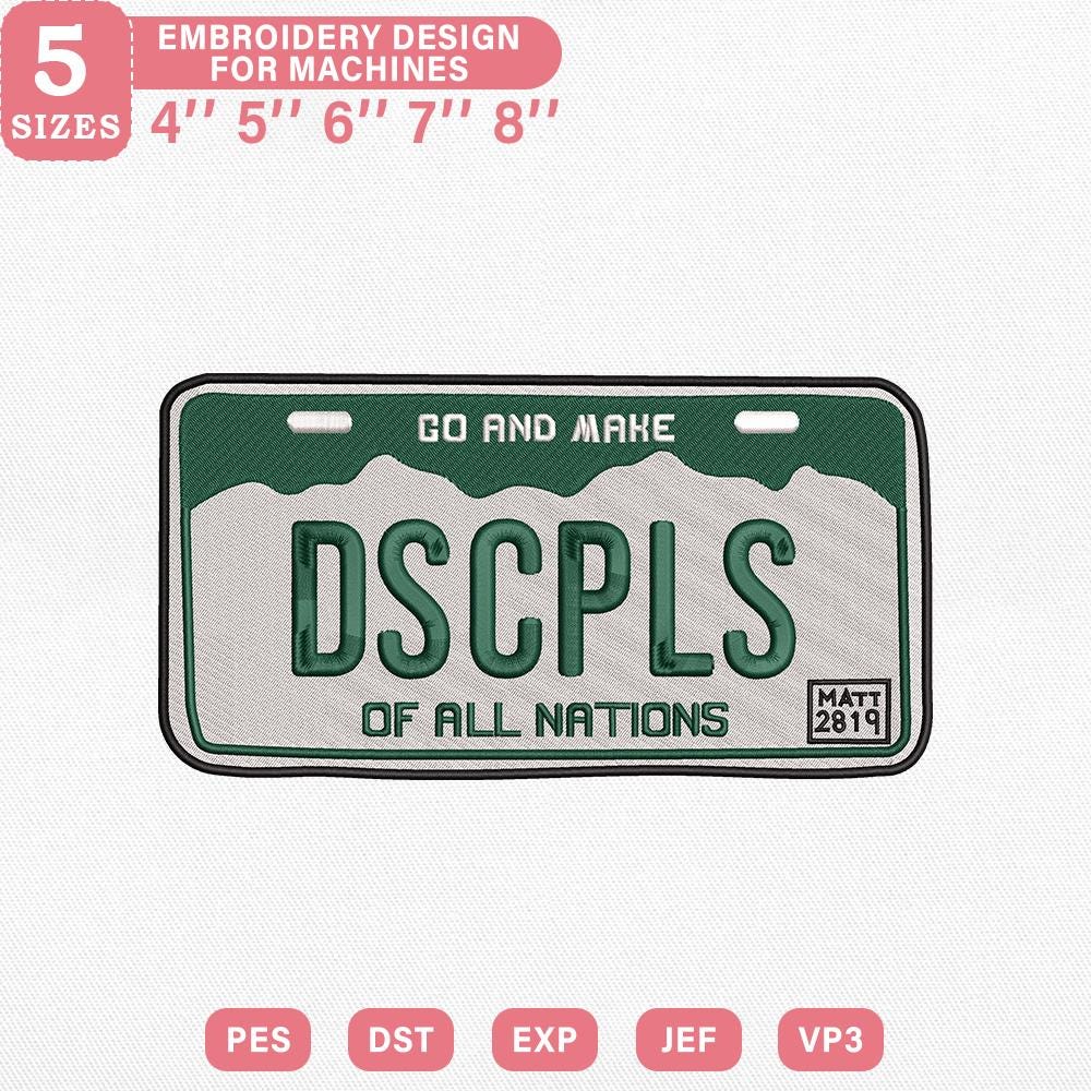 DSCPLS Nations License Plate Embroidery Design PES DST EXP - ThredViora
