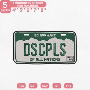 DSCPLS Nations License Plate Embroidery Design PES DST EXP - ThredViora