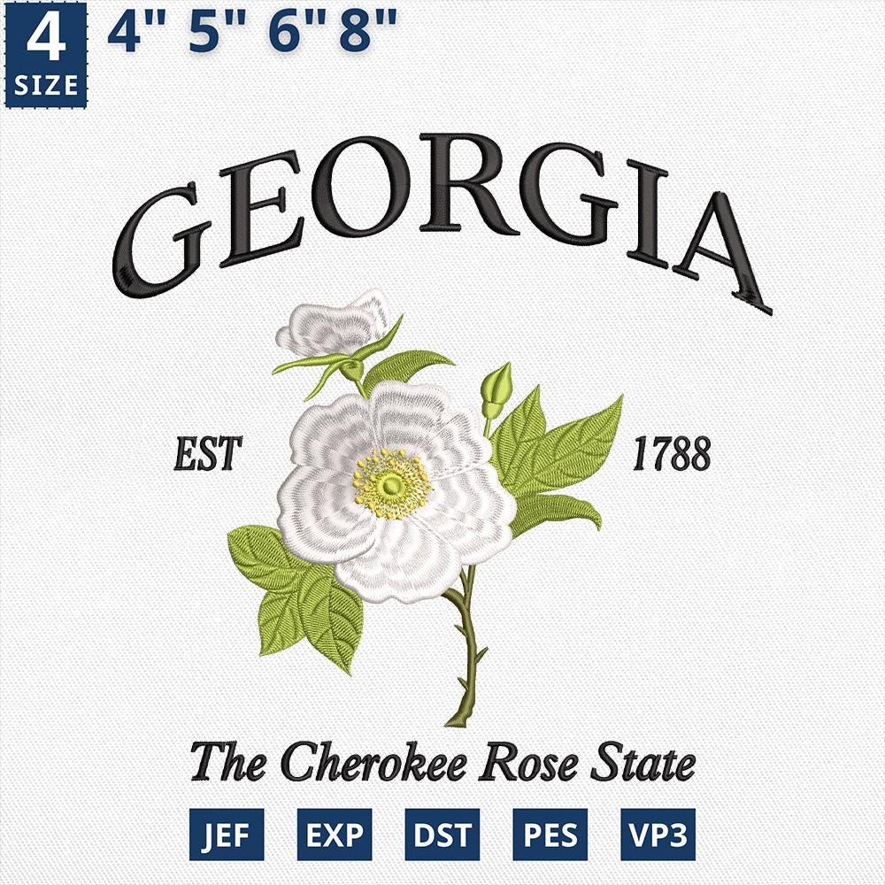Georgia Flower Cherokee Rose Embroidery Design File