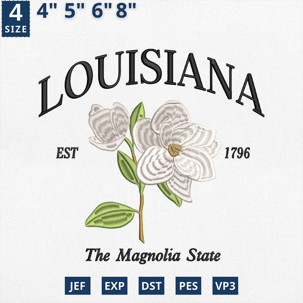 Louisiana Magnolia Embroidery Design Machine File