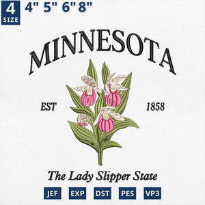 Minnesota Flower Embroidery Design Lady Slipper