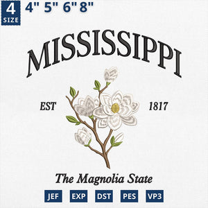 Mississippi Magnolia Embroidery Design Machine File