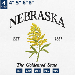 Nebraska Goldenrod Embroidery Design Machine File