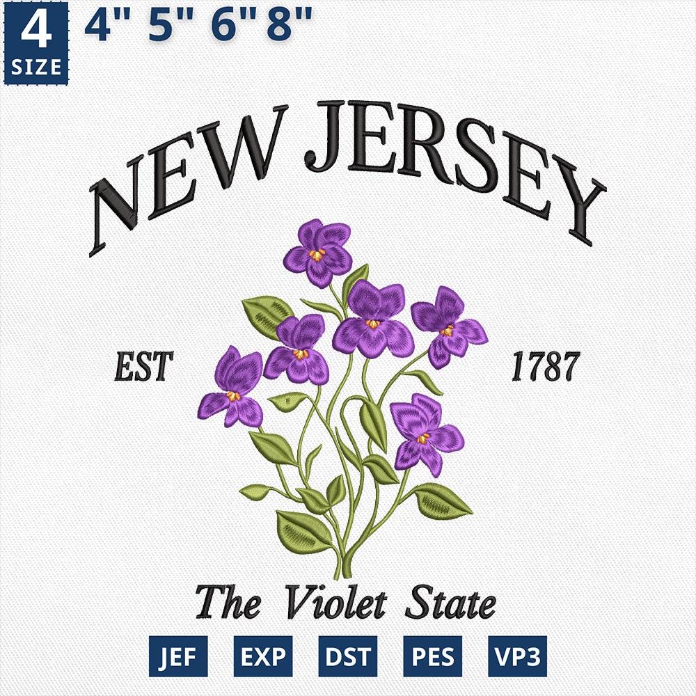 New Jersey Violet Embroidery Design Machine File