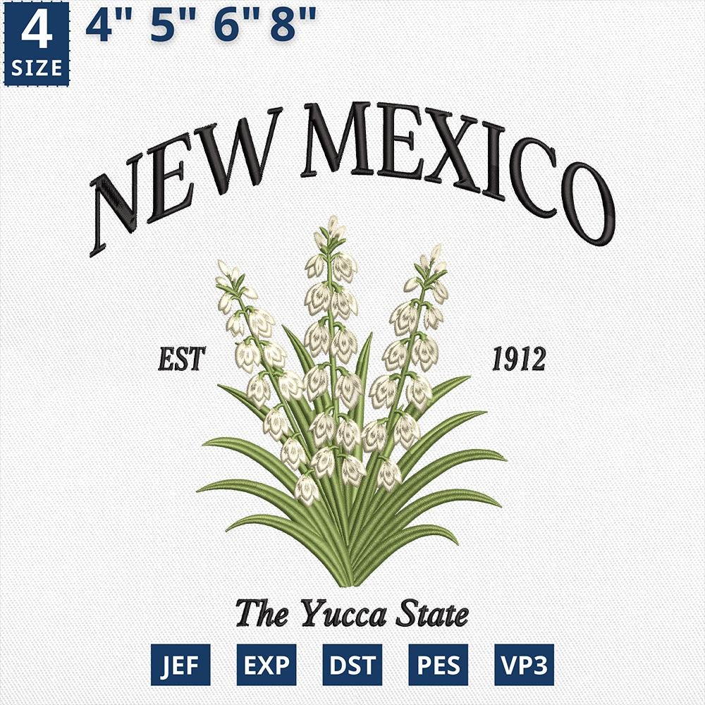 New Mexico Yucca Flower Embroidery Design File