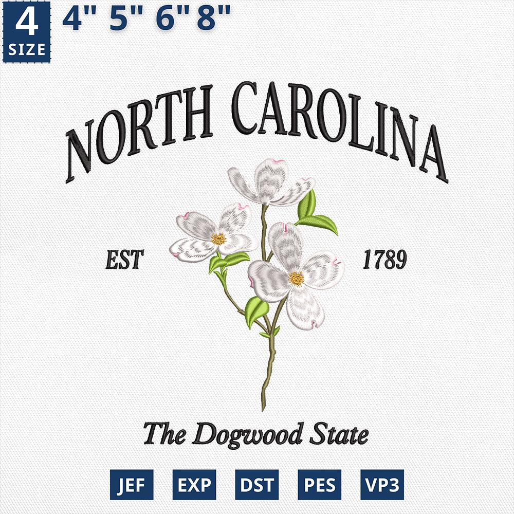 North Carolina Dogwood Embroidery Design File Download