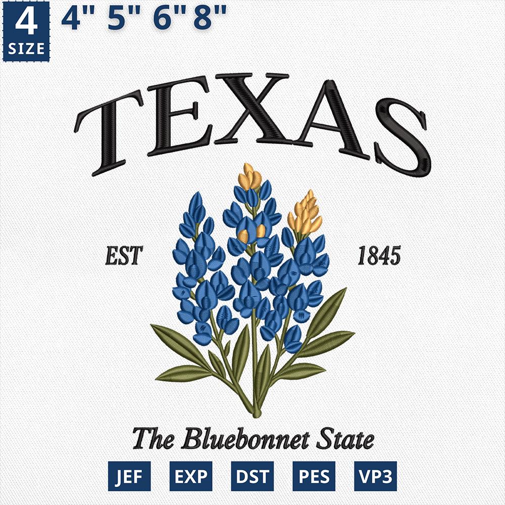 Texas Bluebonnet Embroidery Design Machine File