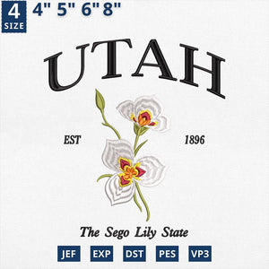 Utah Sego Lily Embroidery Design File