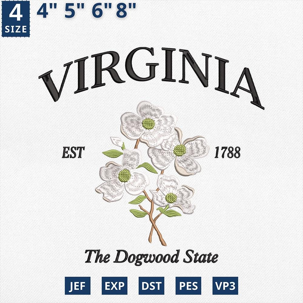 Virginia Dogwood Embroidery Design Machine File