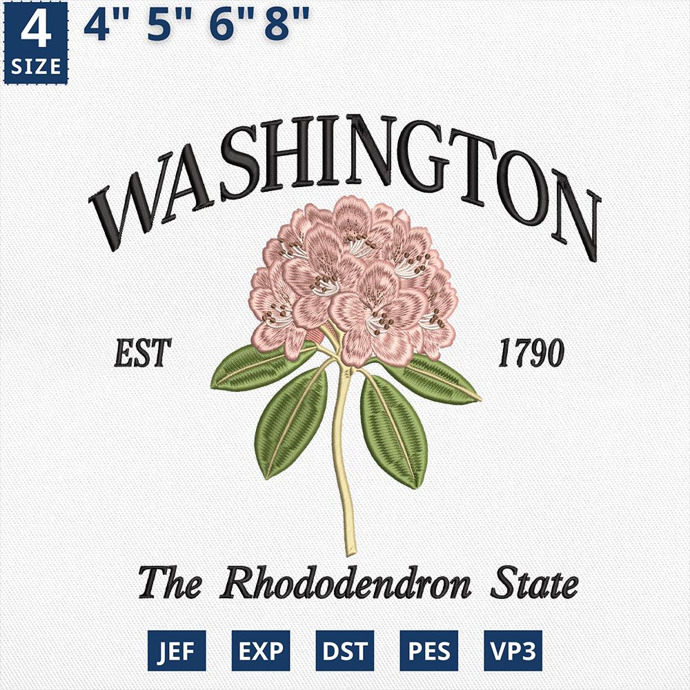 Washington Rhododendron Embroidery Design Machine File Download