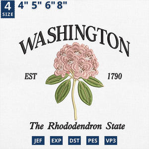 Washington Rhododendron Embroidery Design Machine File Download