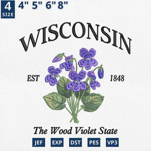 Wisconsin Flower Embroidery Design Wood Violet Download