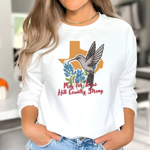 Texas Strong Hill Country Embroidery Design Bluebonnet Mockingbird