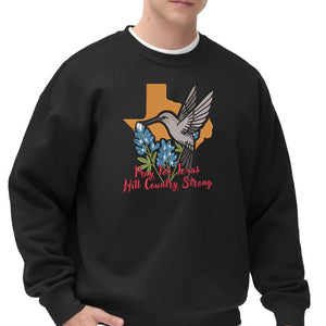Texas Strong Hill Country Embroidery Design Bluebonnet Mockingbird