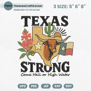 Texas Embroidery Design Pray Support File