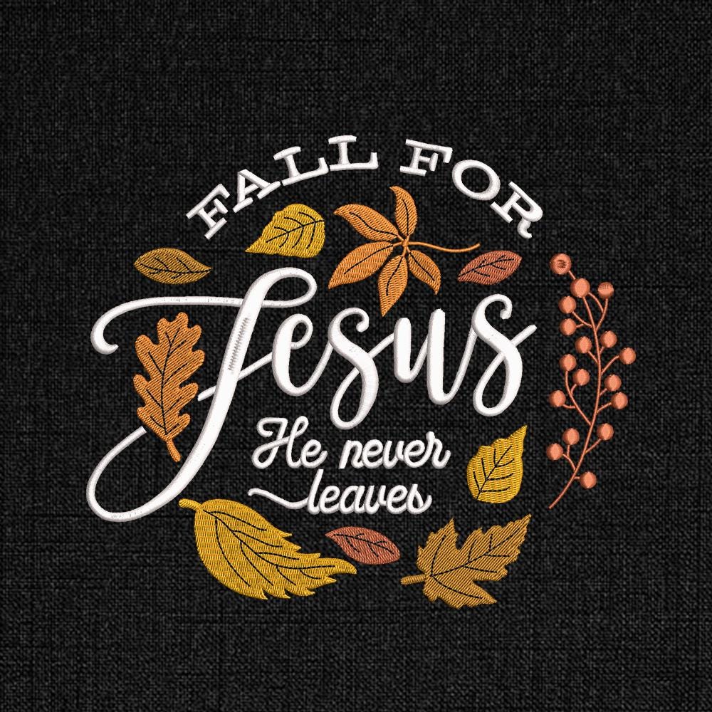 Fall For Jesus Embroidery Design PES DST EXP JEF VP3 - ThredViora