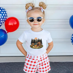 Camping Scene Embroidery Design Family Adventure Summer