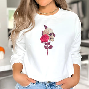 Skull Embroidery Design Halloween Skeleton Roses