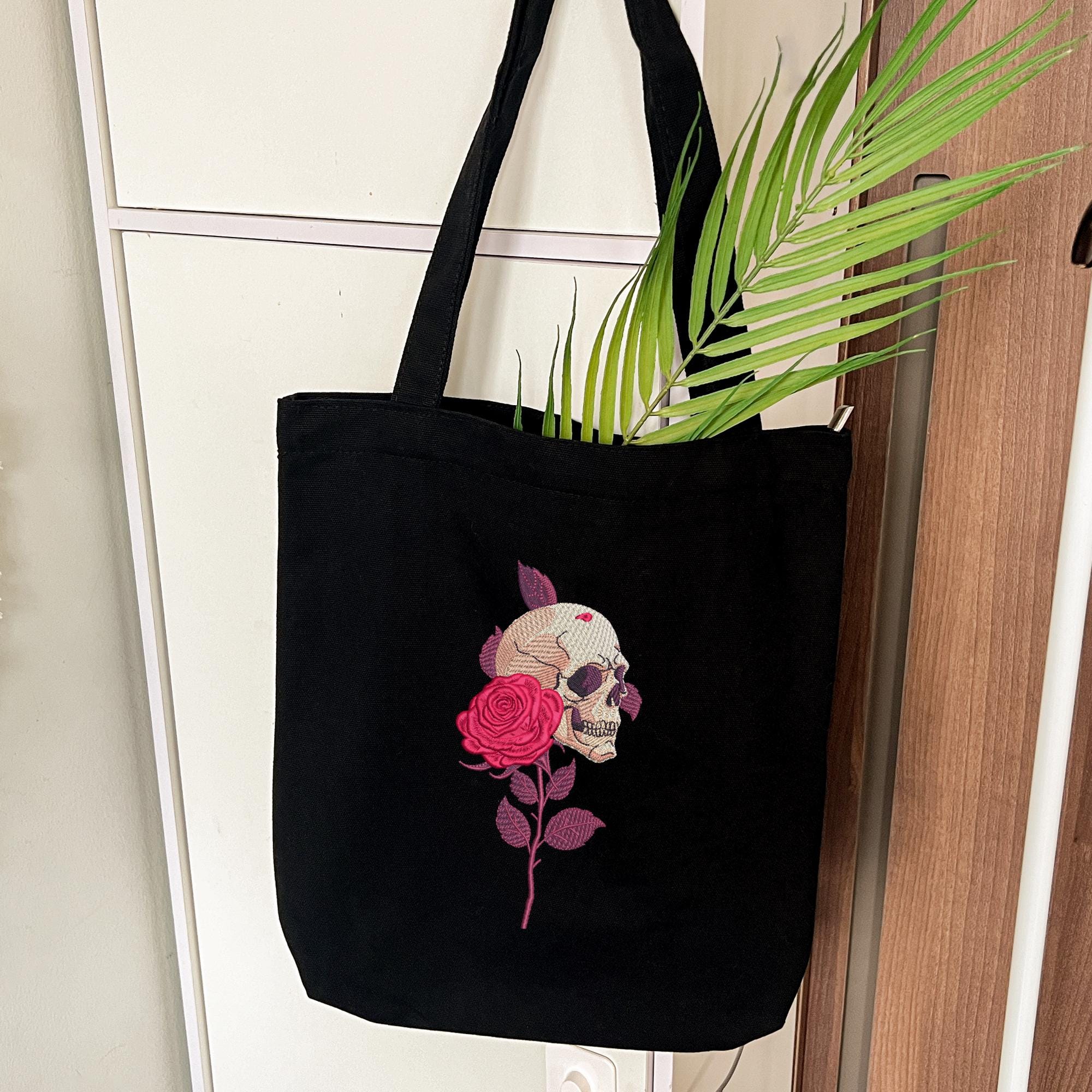 Skull Embroidery Design Halloween Skeleton Roses