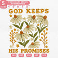 God's Promise Daisy Embroidery Design - PES DST EXP JEF VP3 - ThredViora