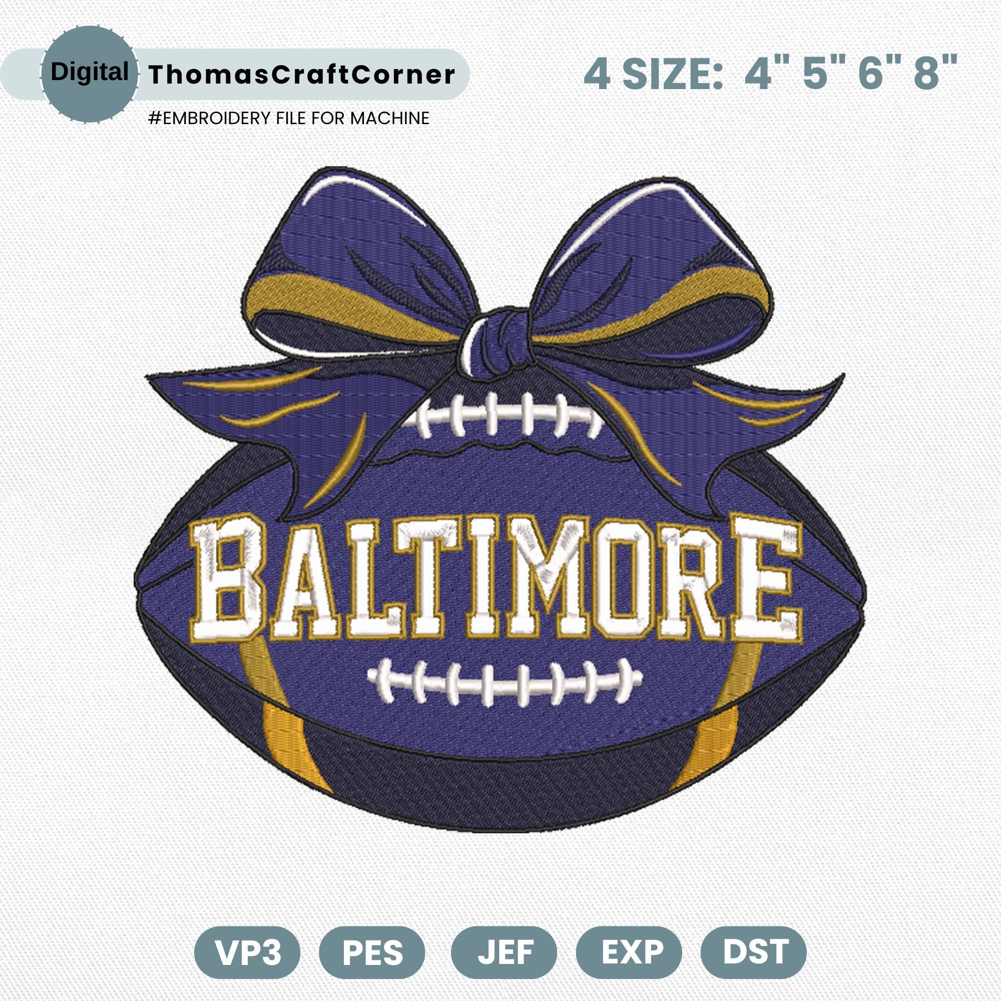 Baltimore Football Embroidery Design Sports Logo Machine File