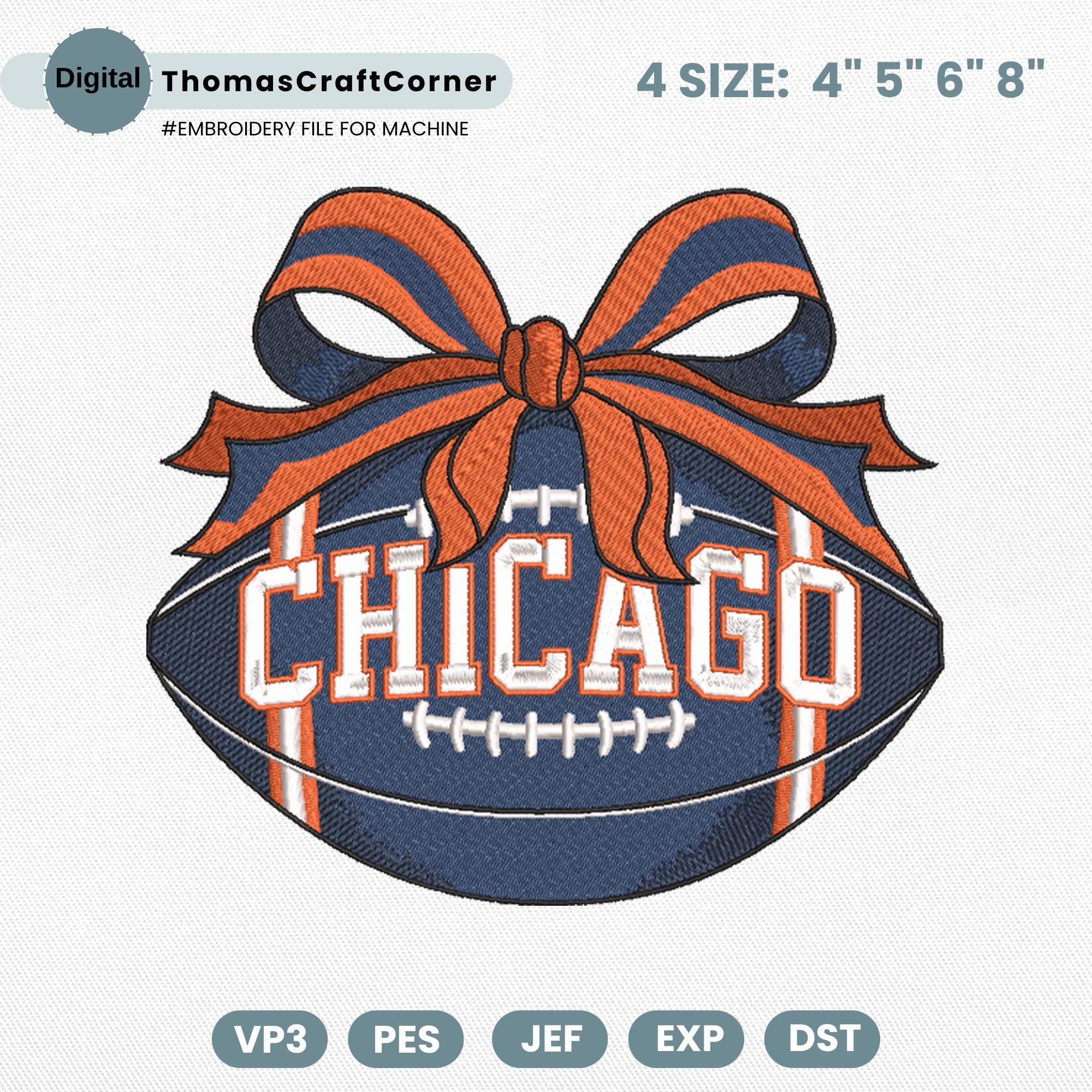 Chicago Football Embroidery Design Sports Logo Machine File