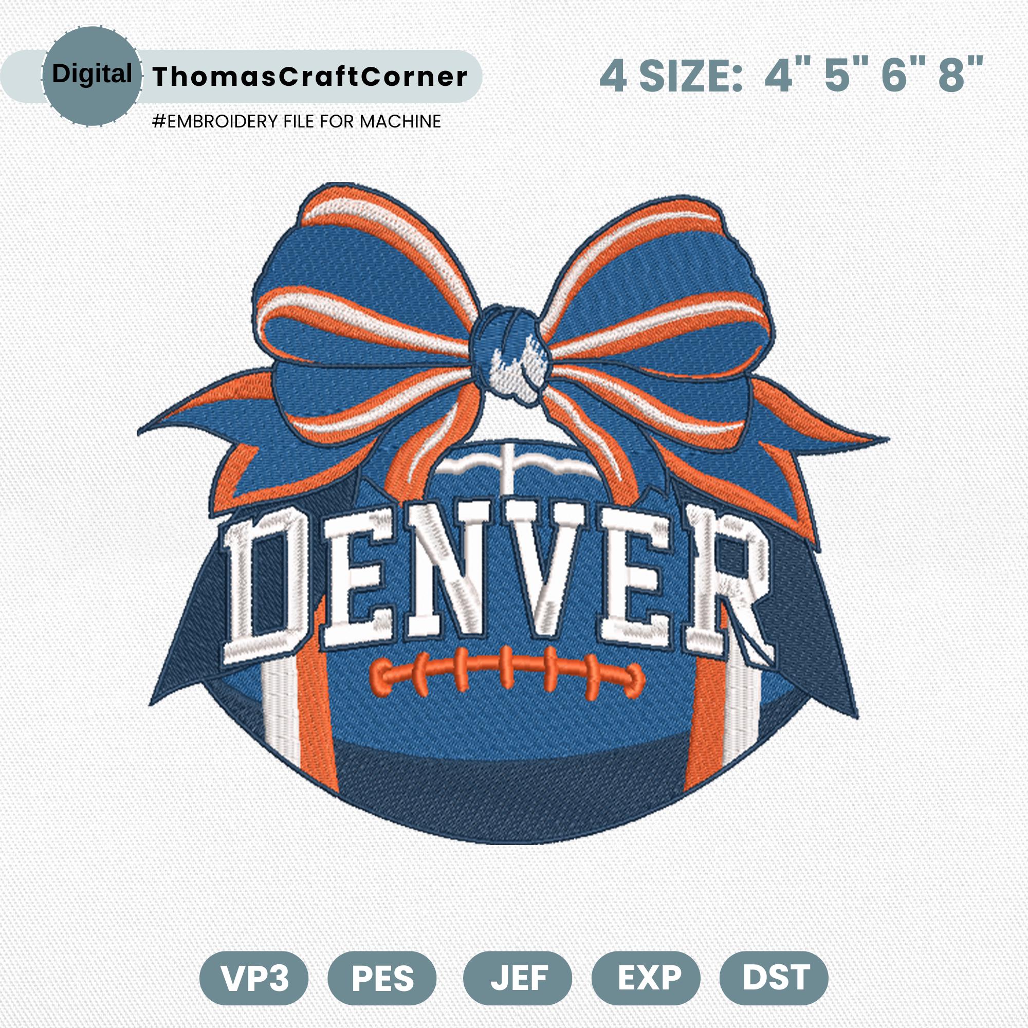 Denver Football Embroidery Design Sports Logo Machine File