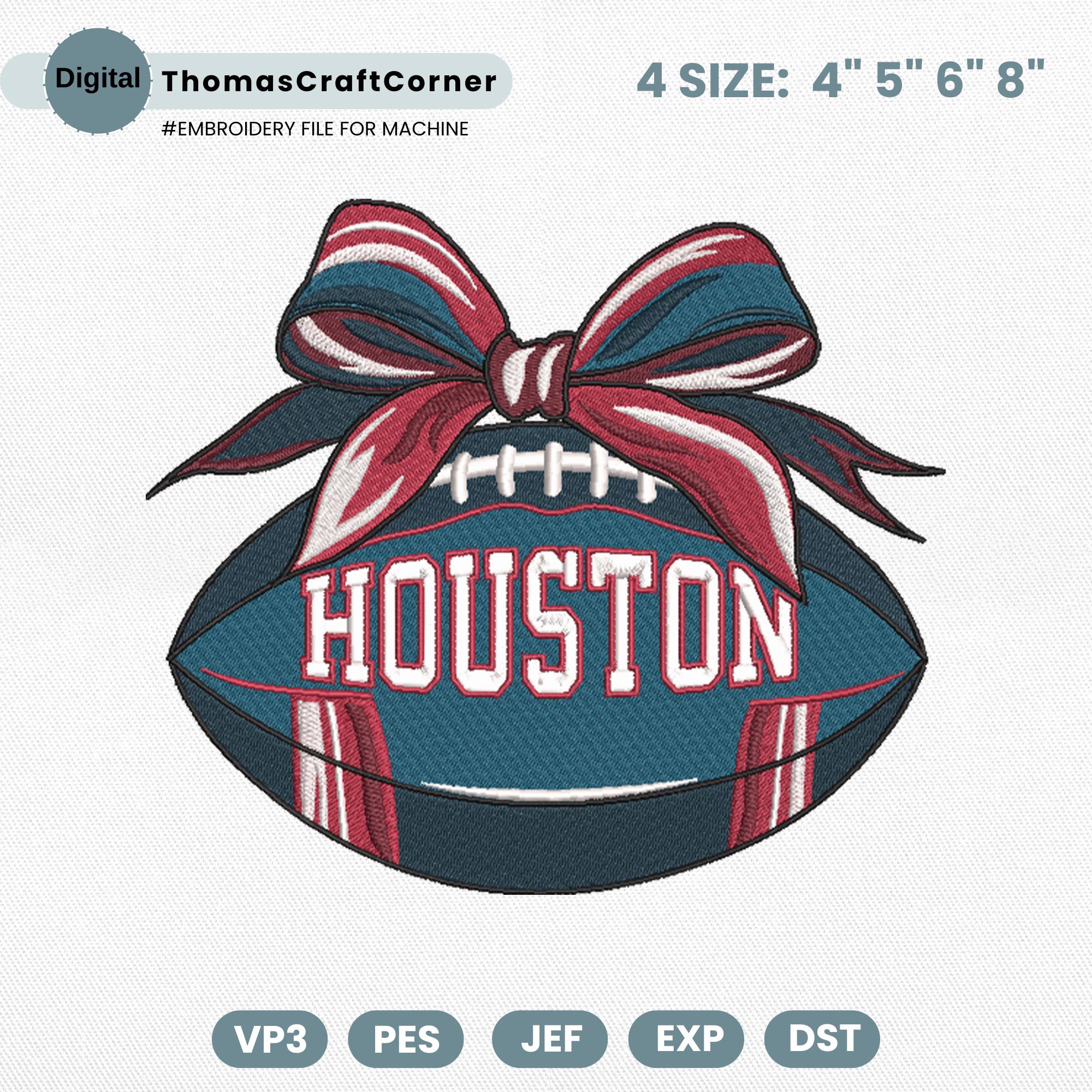 Houston Football Embroidery Design Sports Logo Machine File