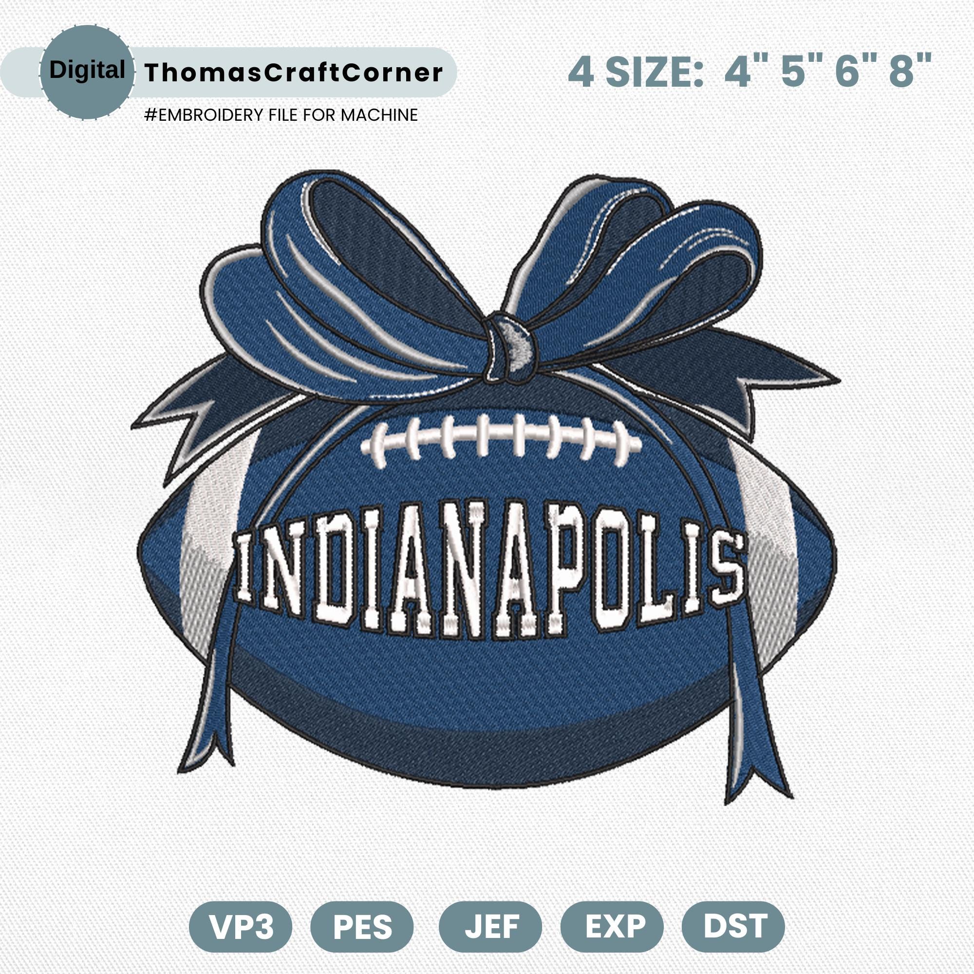 Indianapolis Football Embroidery Design Sports Logo Machine File
