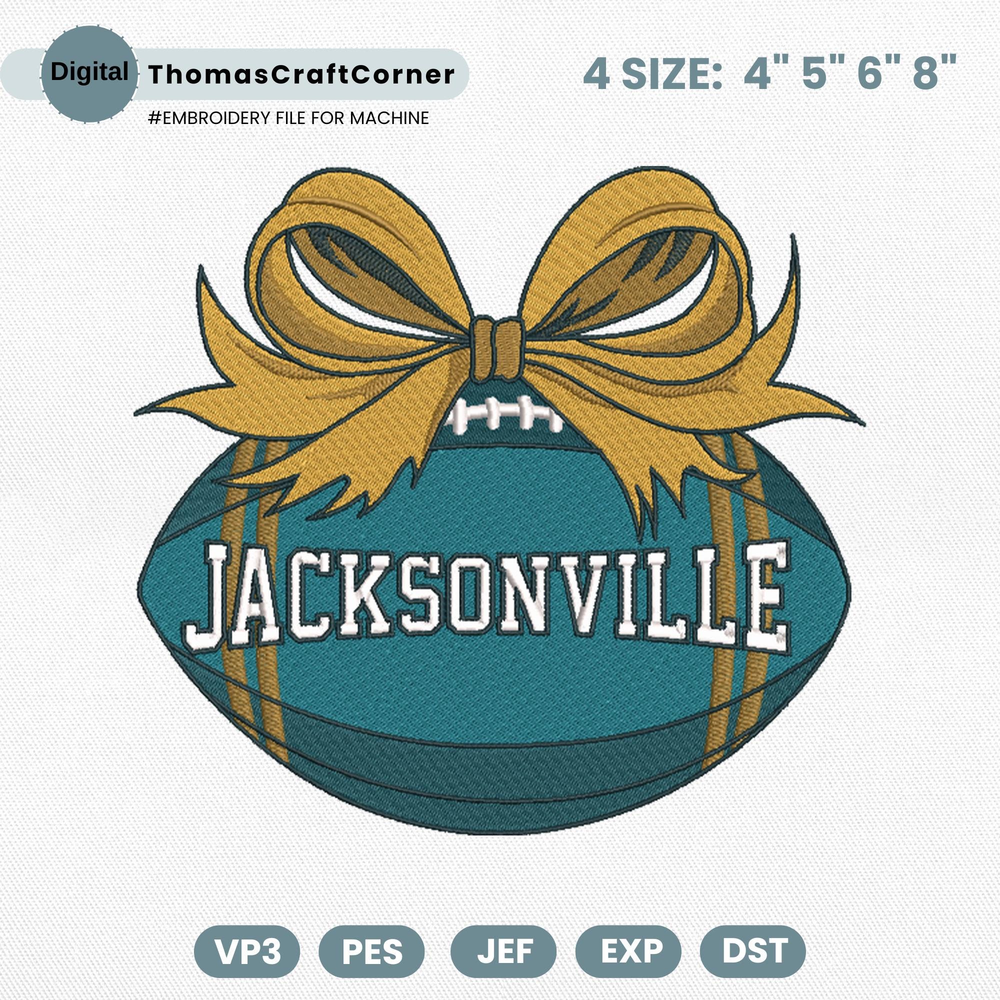 Jacksonville Football Embroidery Design Sports Logo Machine File
