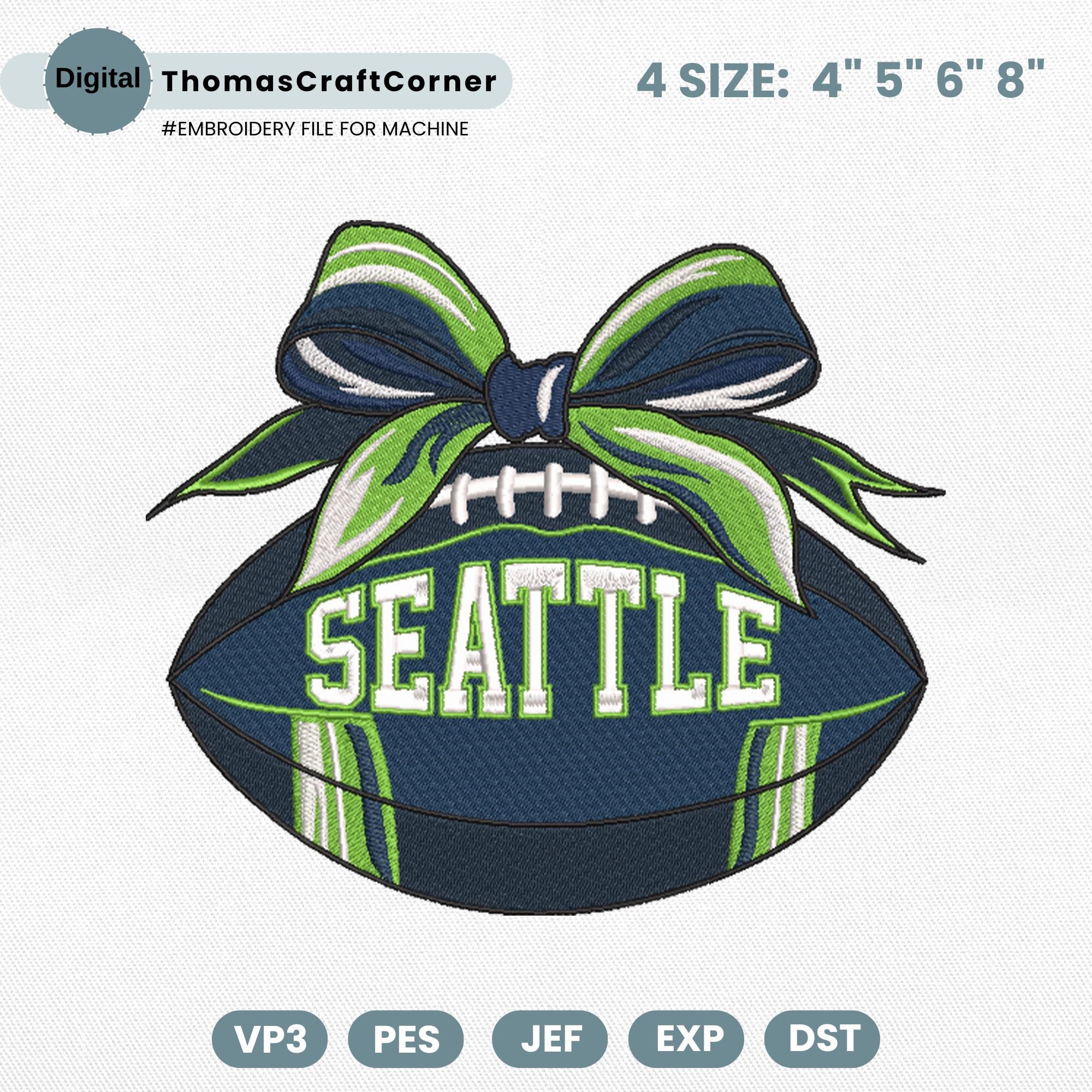 Seattle Football Embroidery Design Sports Logo Machine File