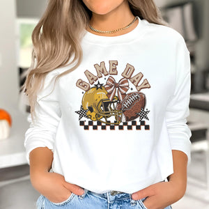 Football Game Day Embroidery Design Mom Coquette Bow