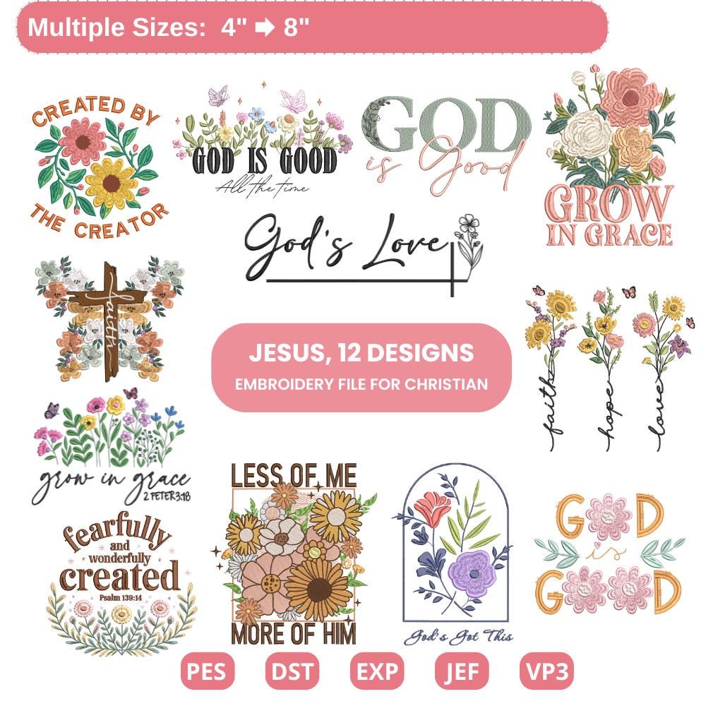 Christian Embroidery Designs: Faith Quotes PES DST EXP JEF - ThredViora