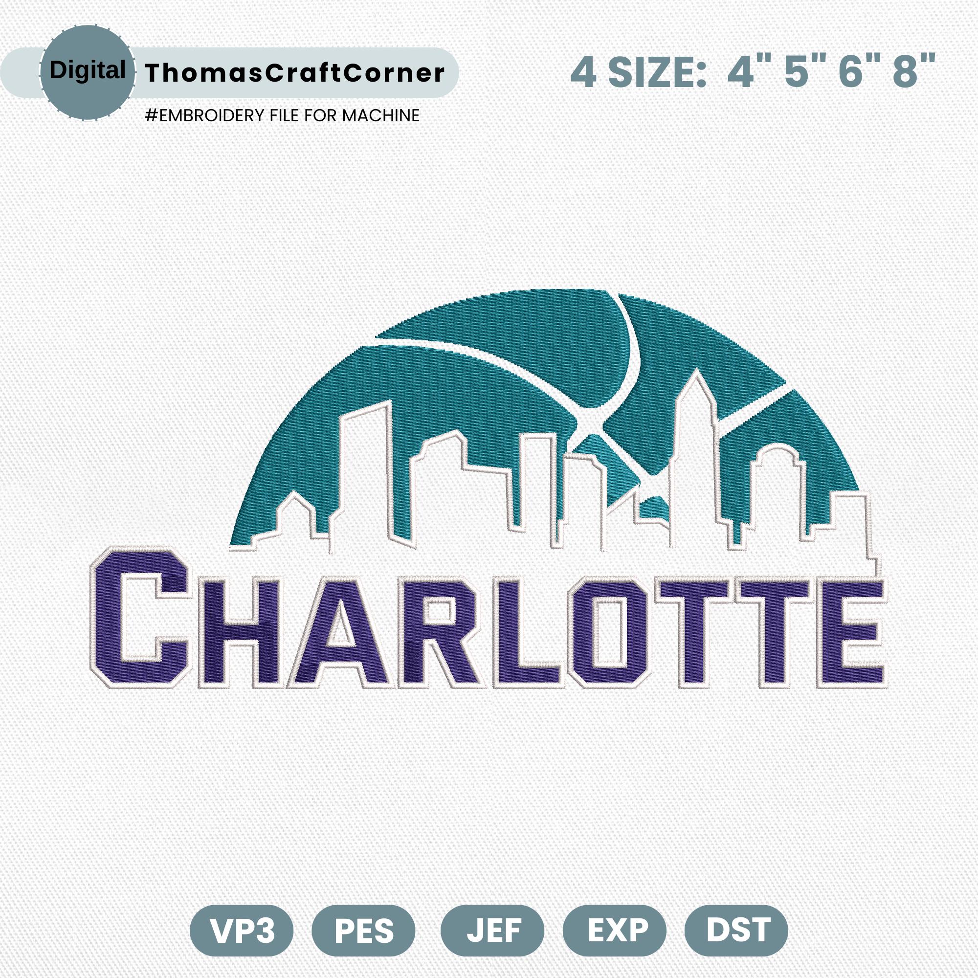 Charlotte Basketball Embroidery Design Team Machine File