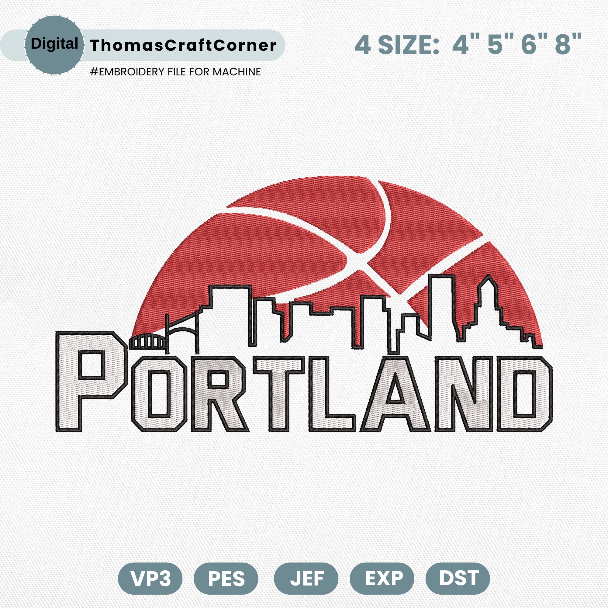 Portland Basketball Embroidery Design Team Machine File