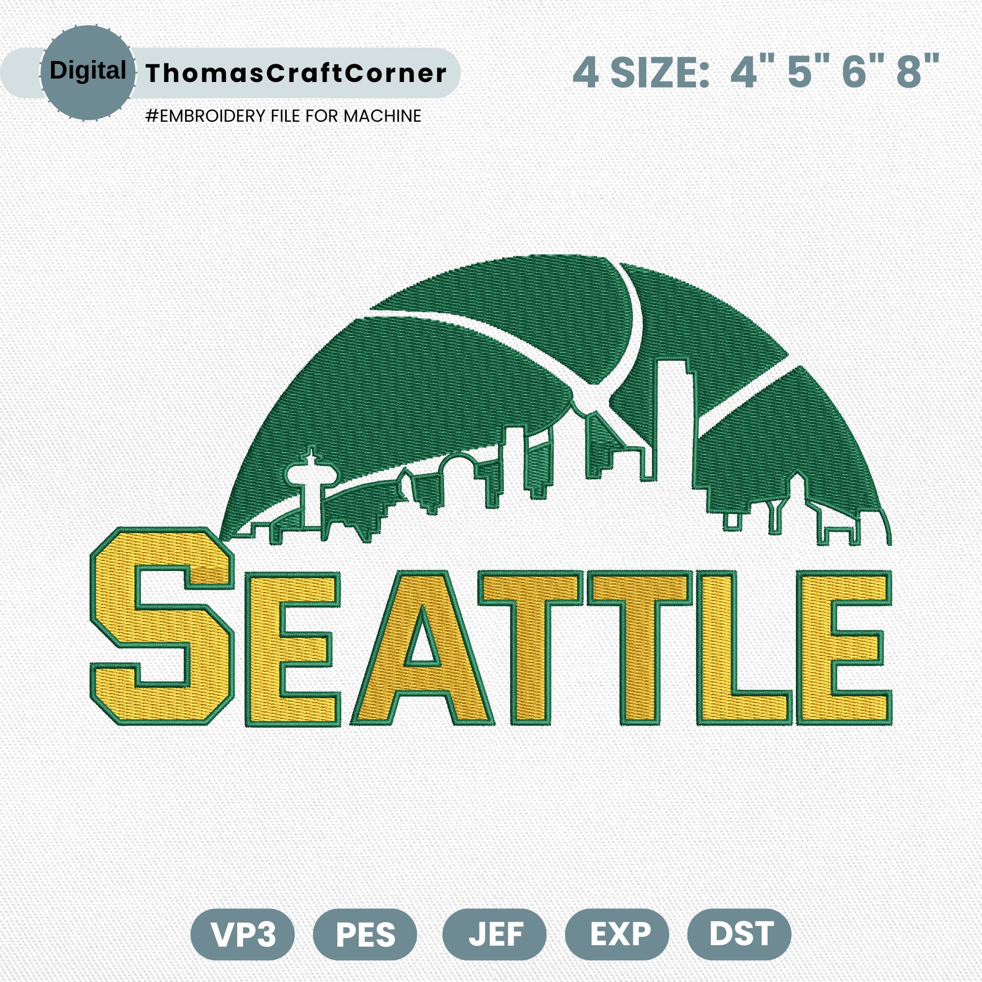 Seattle Basketball Embroidery Design Team Machine File