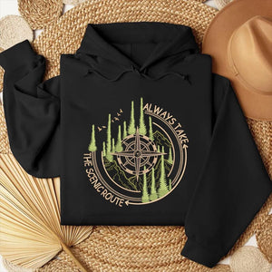 Compass Nature Embroidery Design Adventure Scenic Route