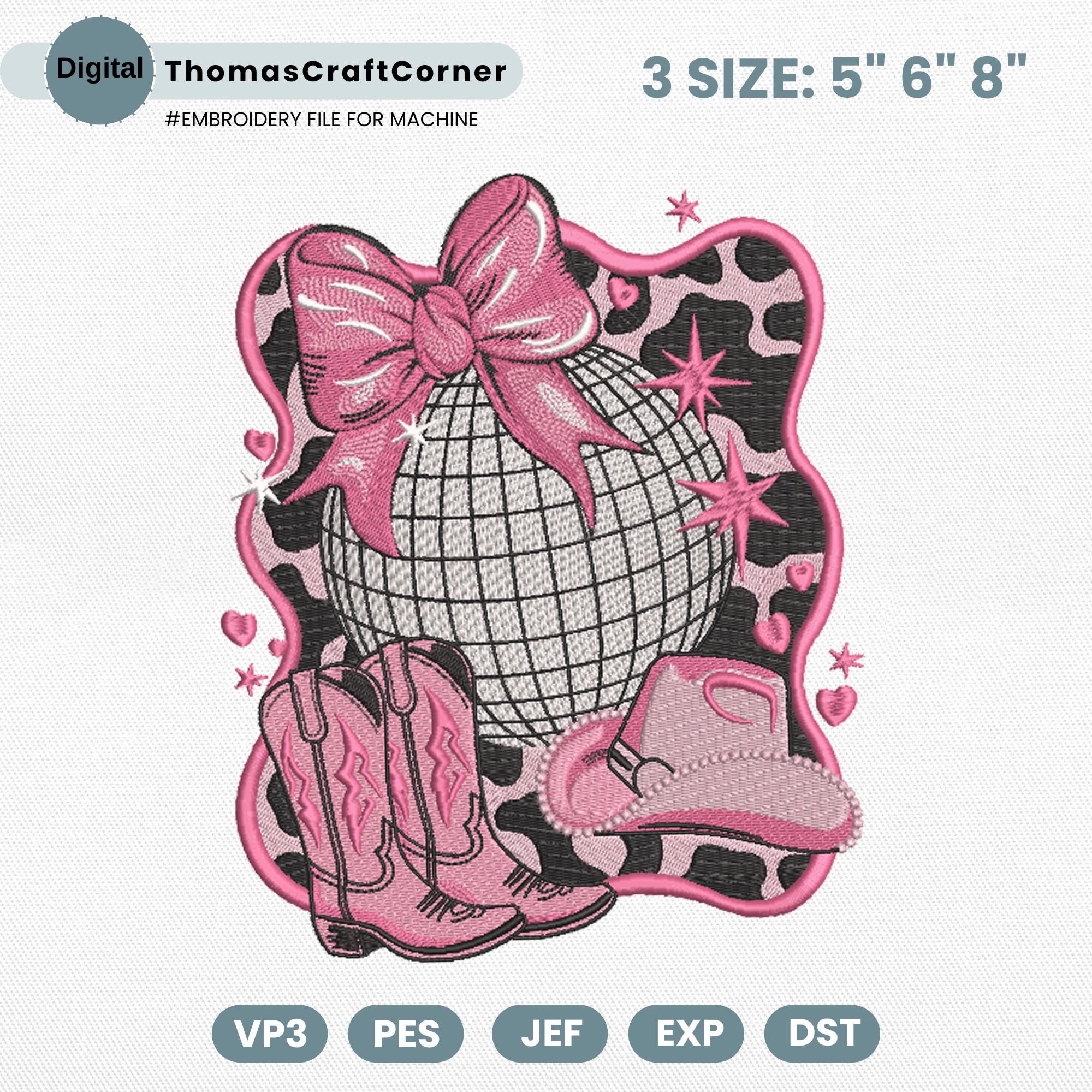 Cowgirl Embroidery Design Country Boots Hat Machine File