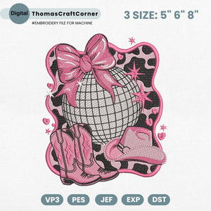 Cowgirl Embroidery Design Country Boots Hat Machine File