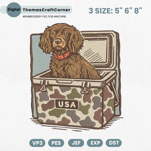 Hunting Dog Cooler Embroidery Design Camo Camping