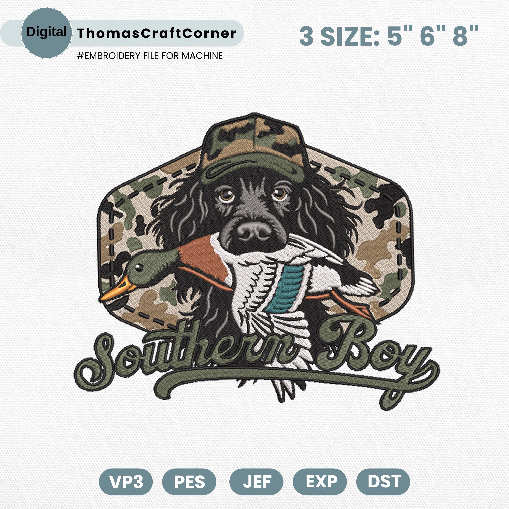 Duck Dog Embroidery Design Camo Hunting Retriever Mallard