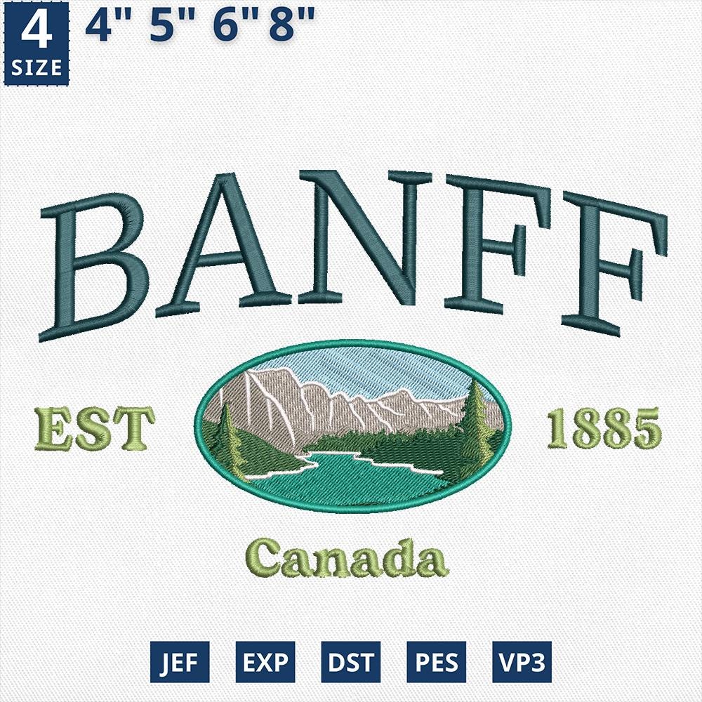 Banff Canada Mountain Embroidery Design Nature Landscape