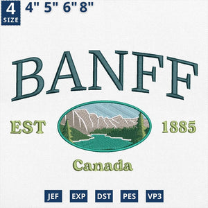 Banff Canada Mountain Embroidery Design Nature Landscape