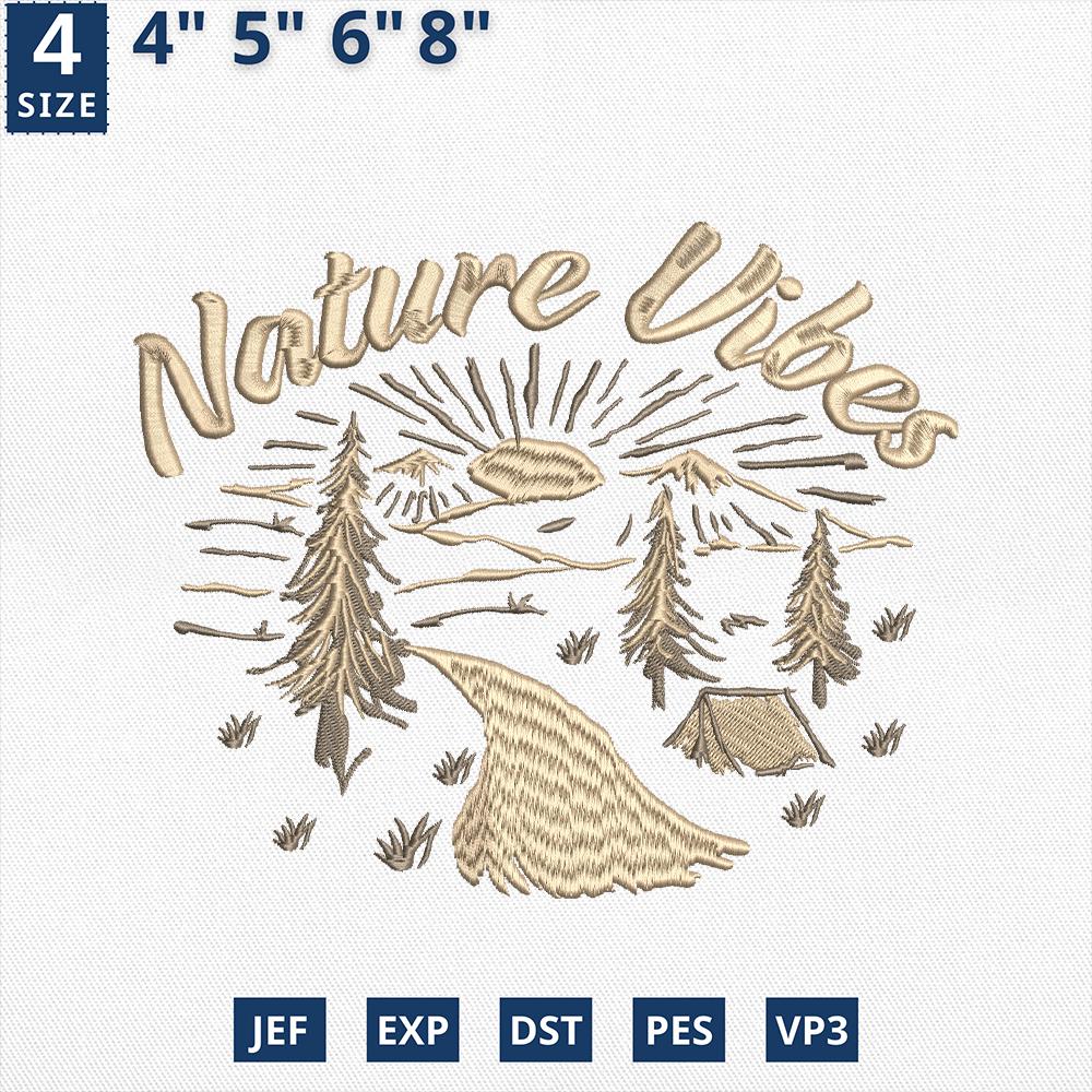 Nature Vibes Embroidery Design Forest Camp Outdoor Lifestyle