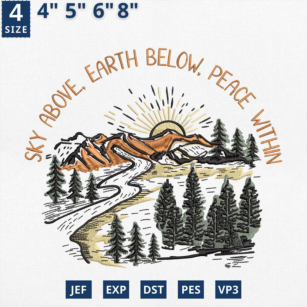 Embroidery Design Hiking Mountain Nature Adventure