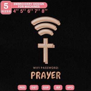 Wifi Password Prayer Embroidery Pattern PES DST JEF EXP - ThredViora