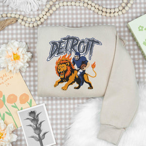 Detroit Football Team Embroidery Design Lion Mascot
