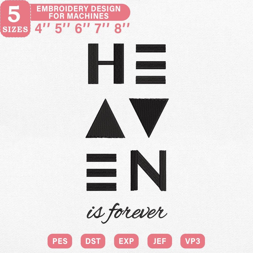Heaven Forever Embroidery Design PES DST EXP JEF VP3 - ThredViora